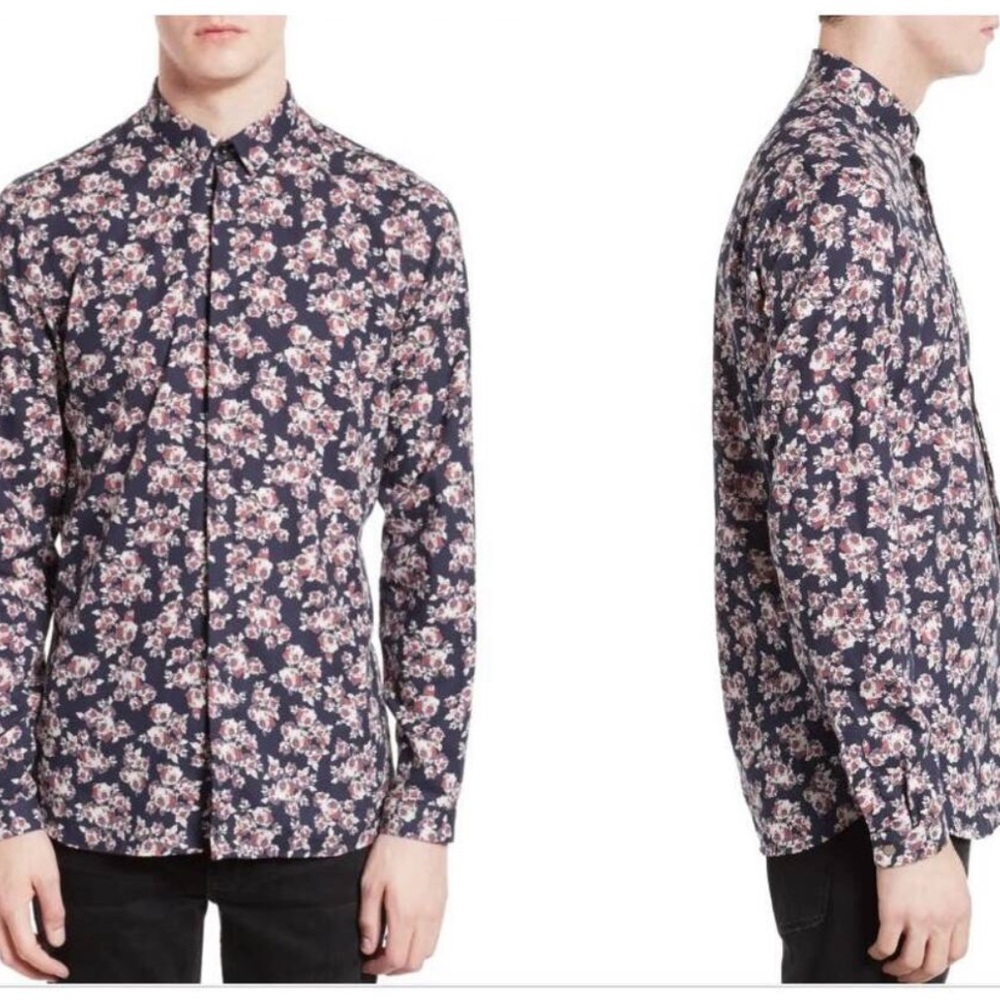 The Kooples Fitted Floral Button Down Shirt